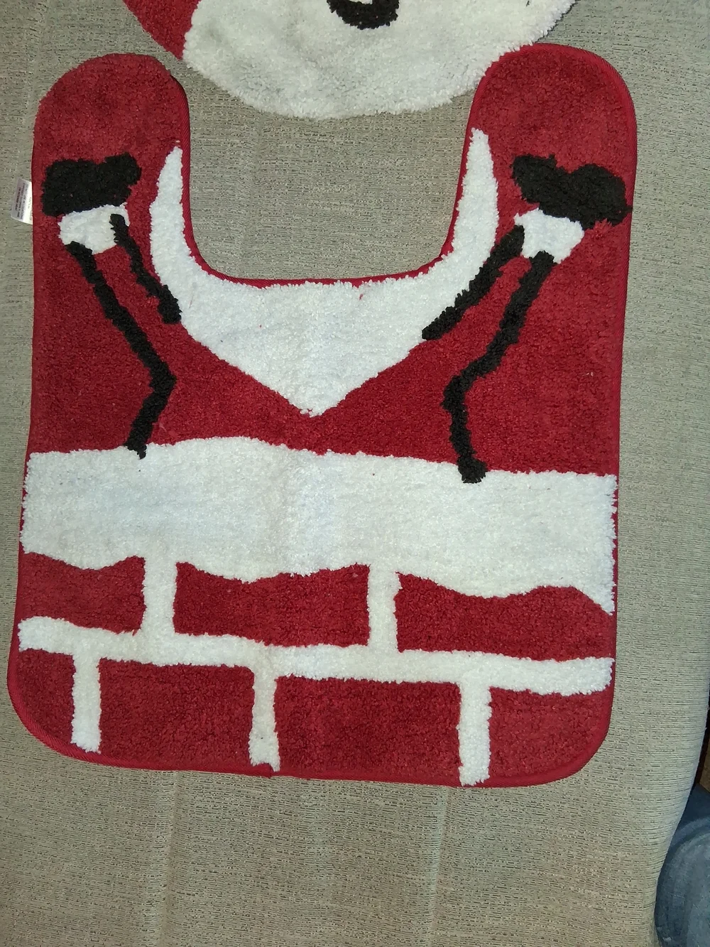 Holiday Santa Toilet Rug & Lid Cover Set - Red and White